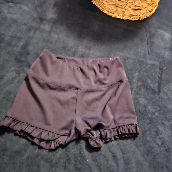 Girls Navy Ruffle Hem Shorts - Picture 2 of 3